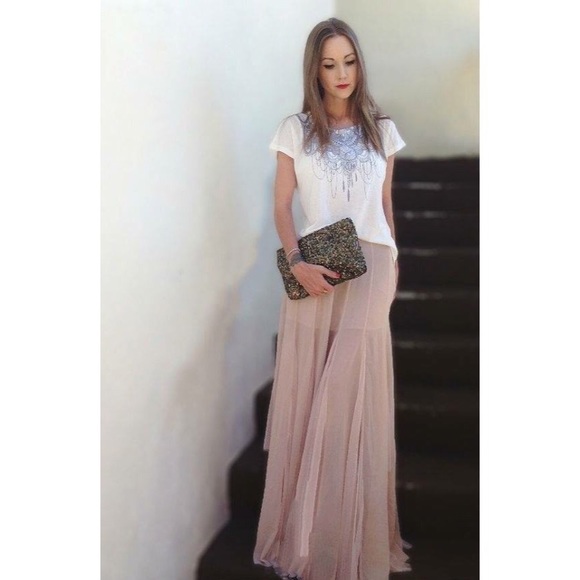 ASOS Dresses & Skirts - ASOS Pink Chiffon Maxi Skirt